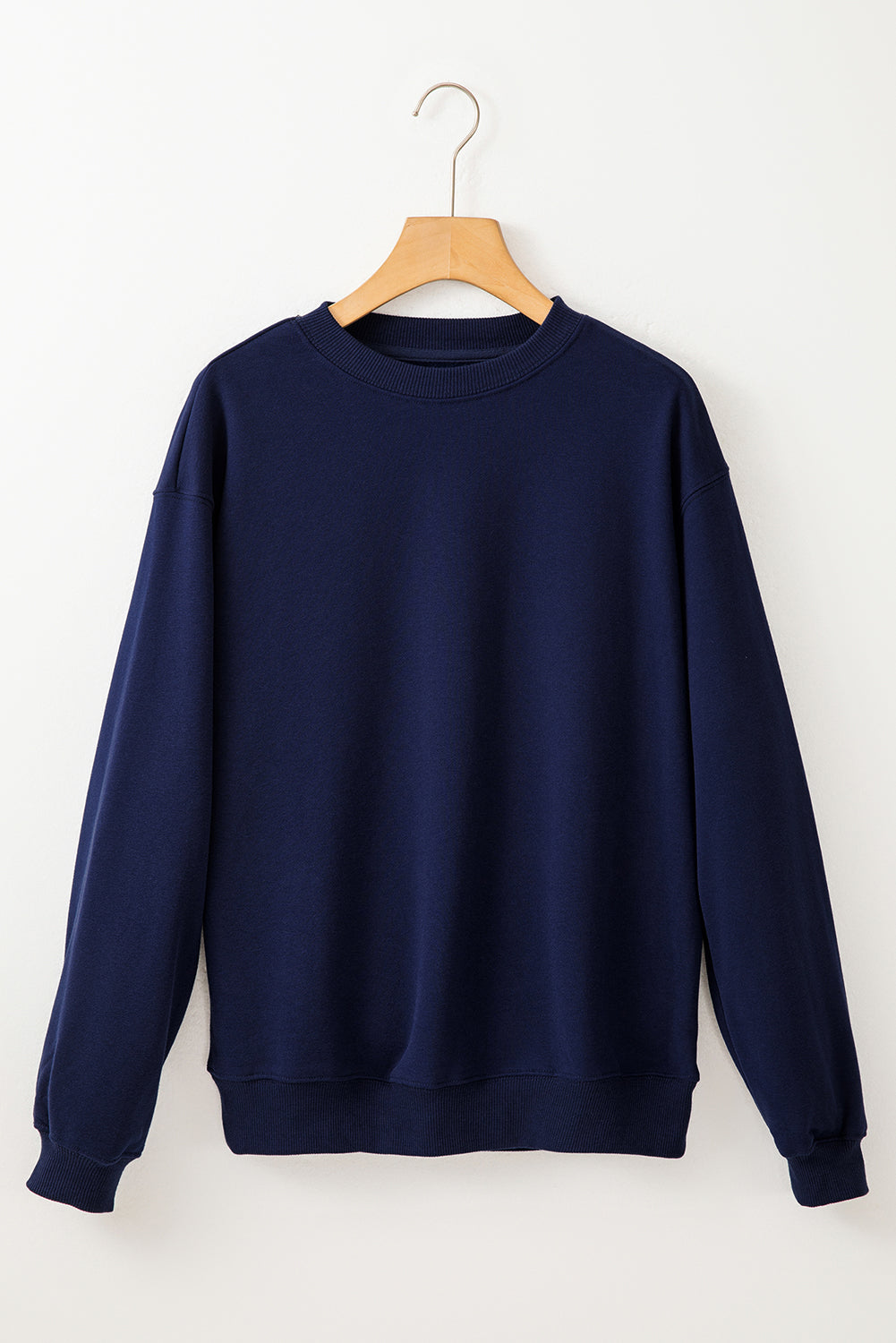 Solid Color Drop Shoulder Terry Sweatshirt