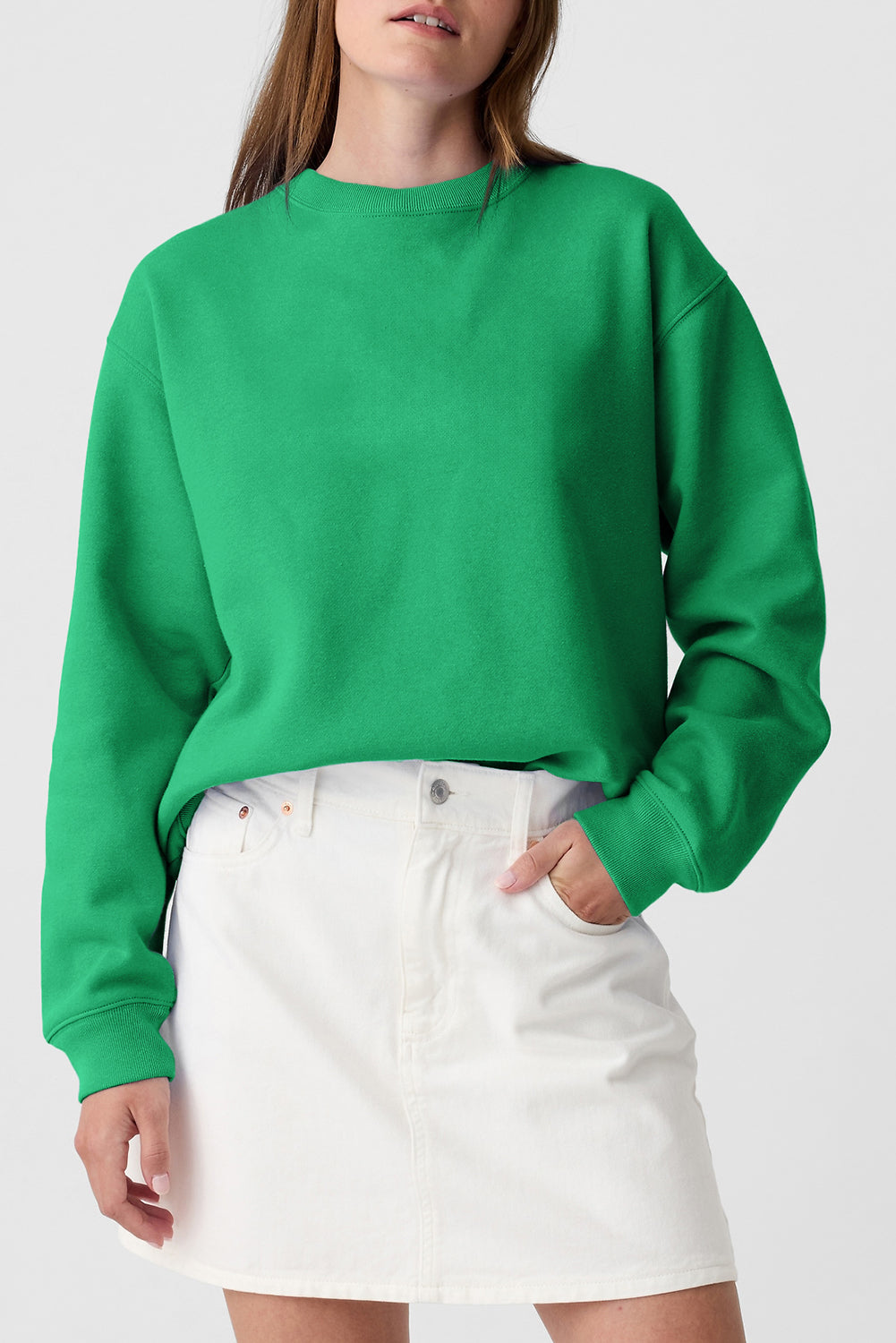 Solid Color Drop Shoulder Terry Sweatshirt