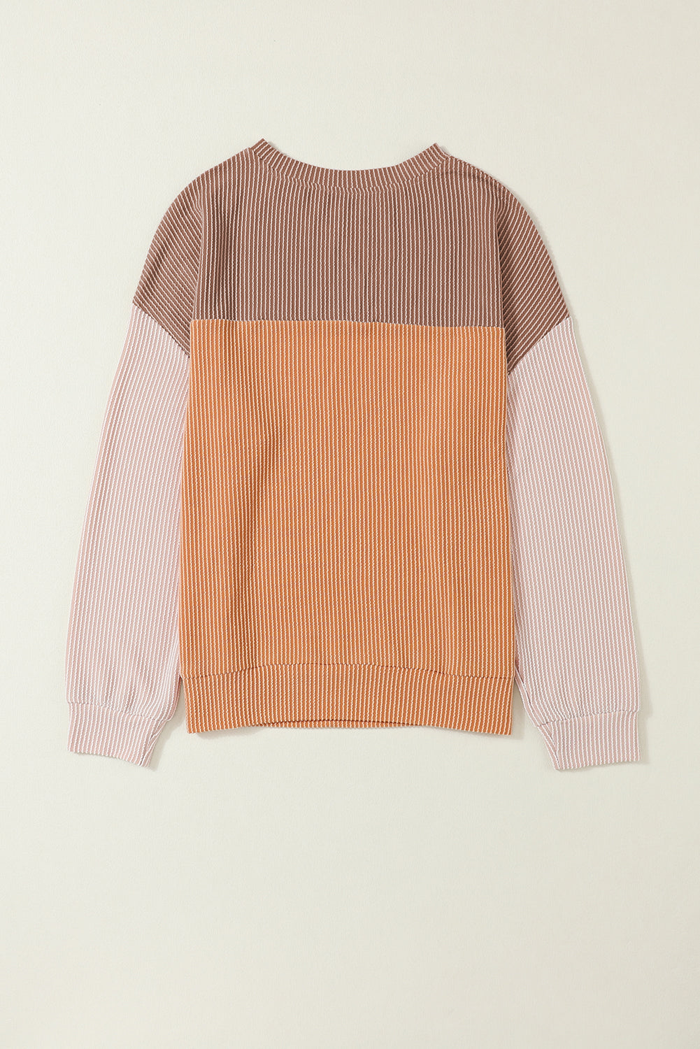 Ribbed Color Block Long Sleeve Top