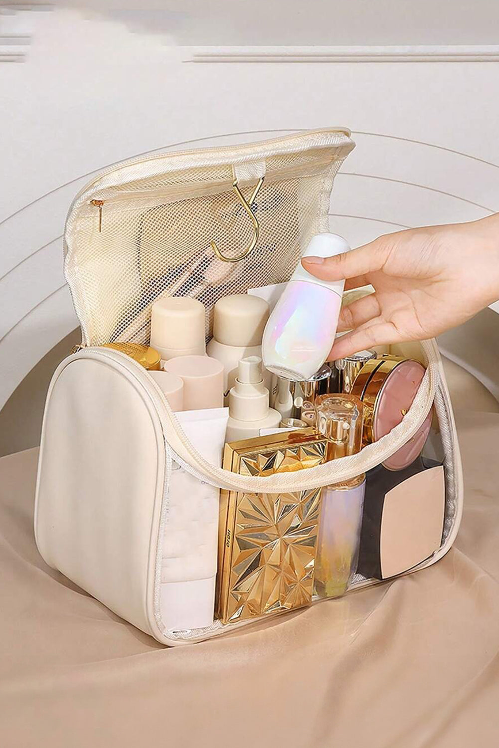 Beige Clear Makeup Bag