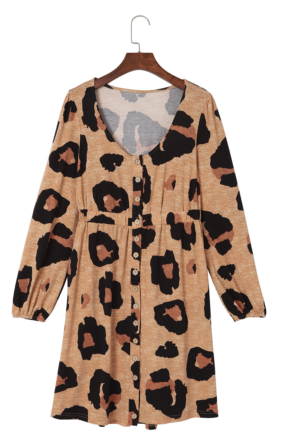 Leopard Animal Print Long Sleeve Pullover and Shorts Casual Outfit