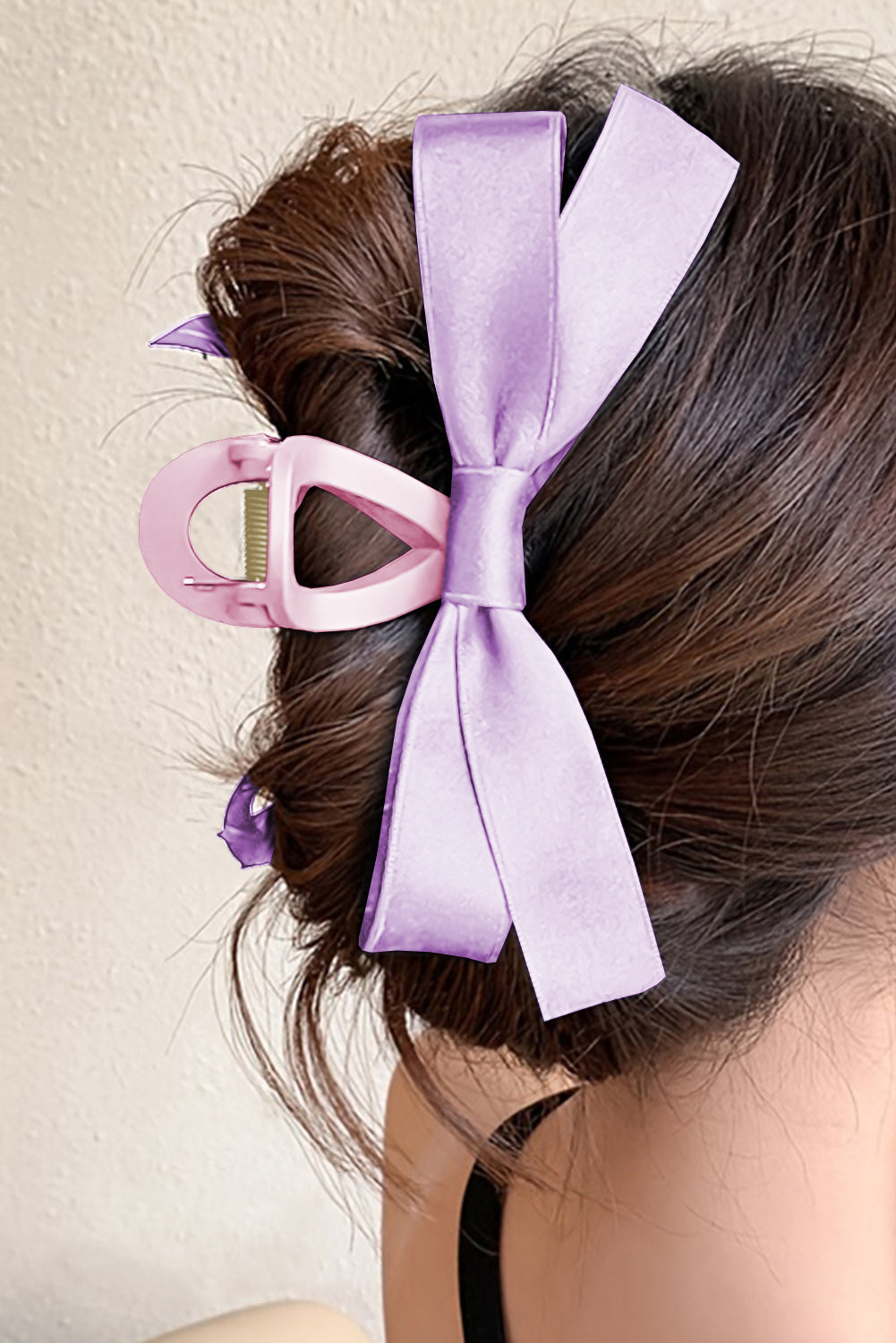 Solid Color Ribbon Bow Decor Hair Clip