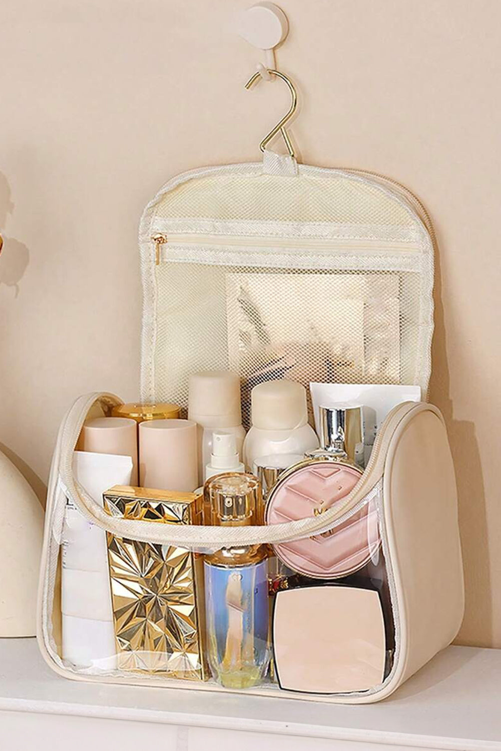 Beige Clear Makeup Bag