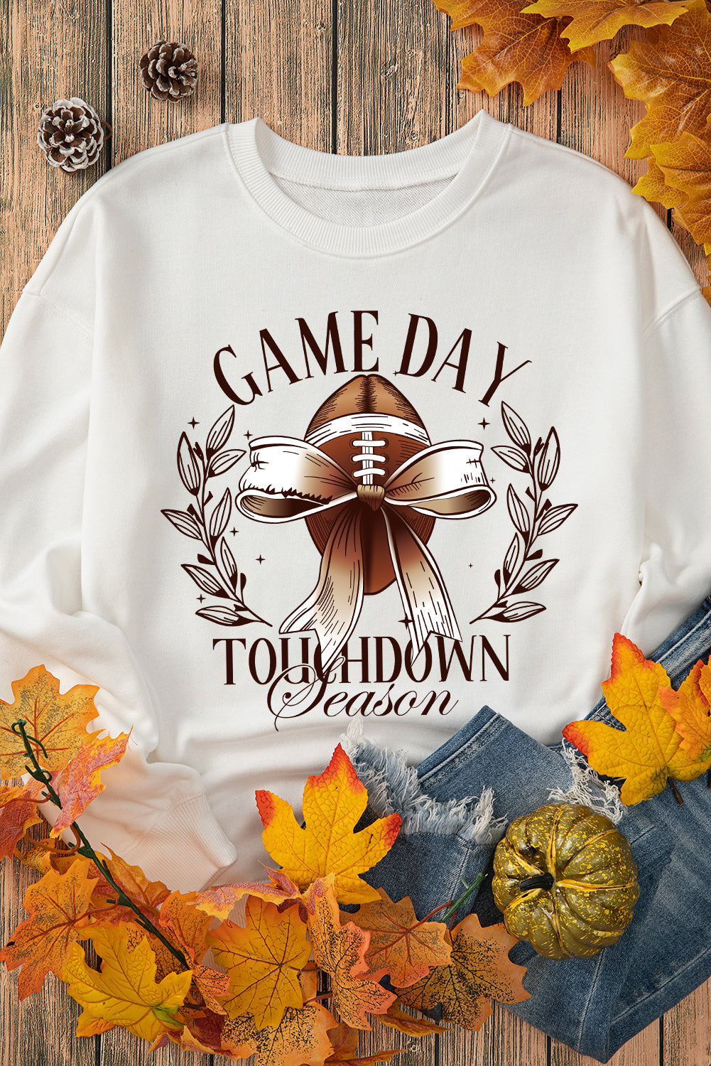 GAME DAY Bowknot Rugby Graphic Sweatshirt