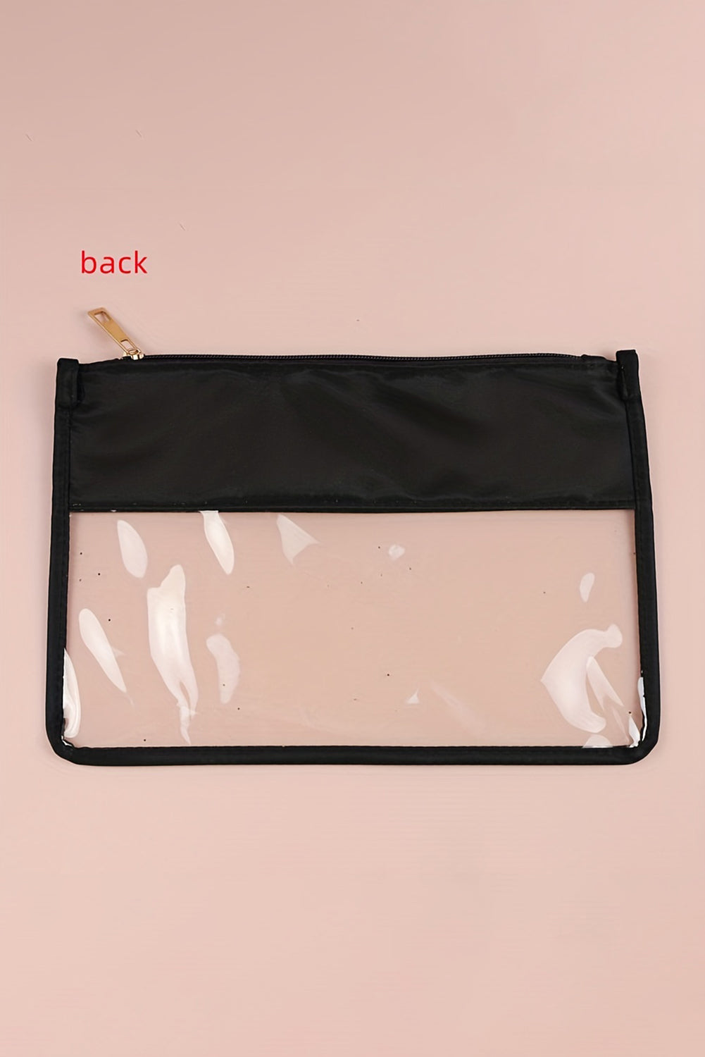 Black TEACH Glitter Chenille Clear PVC Makeup Bag