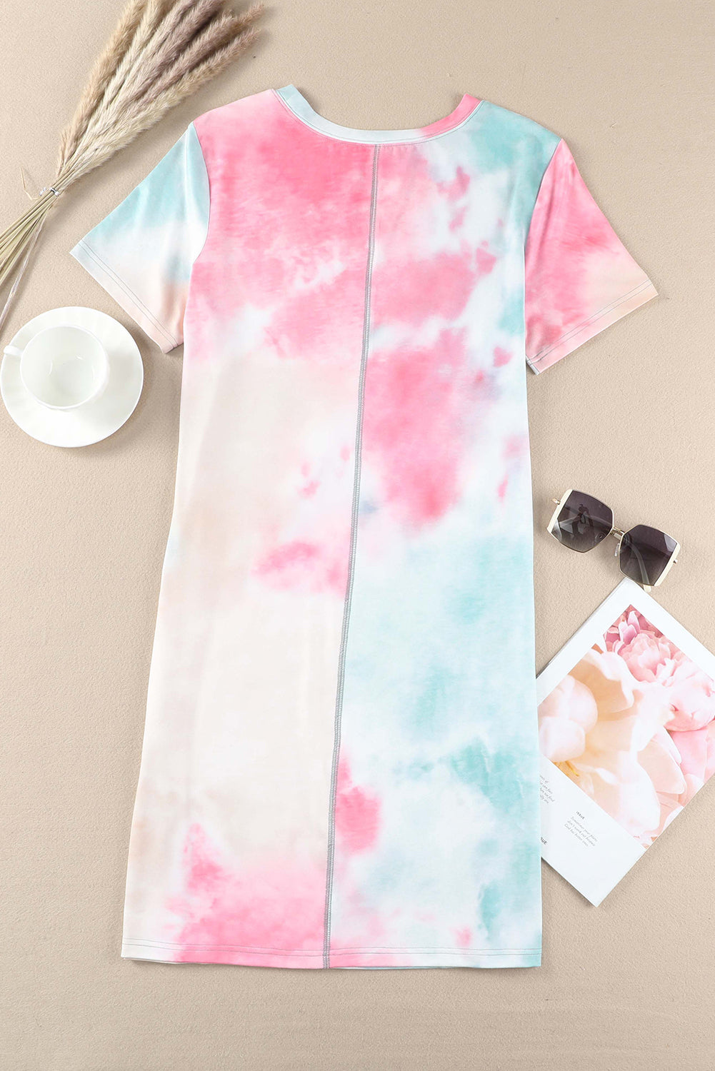 Tie Dye Oversized Slit Tee Dress