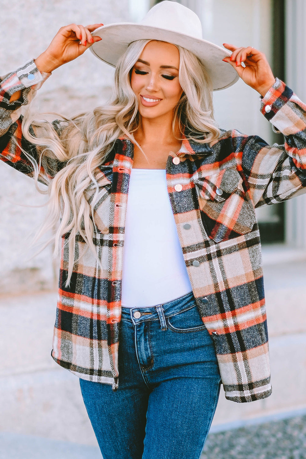 Plaid Button Up Long Sleeve Flannel Shacket