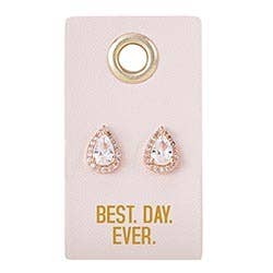 Best Day Ever Leather Tag Earrings