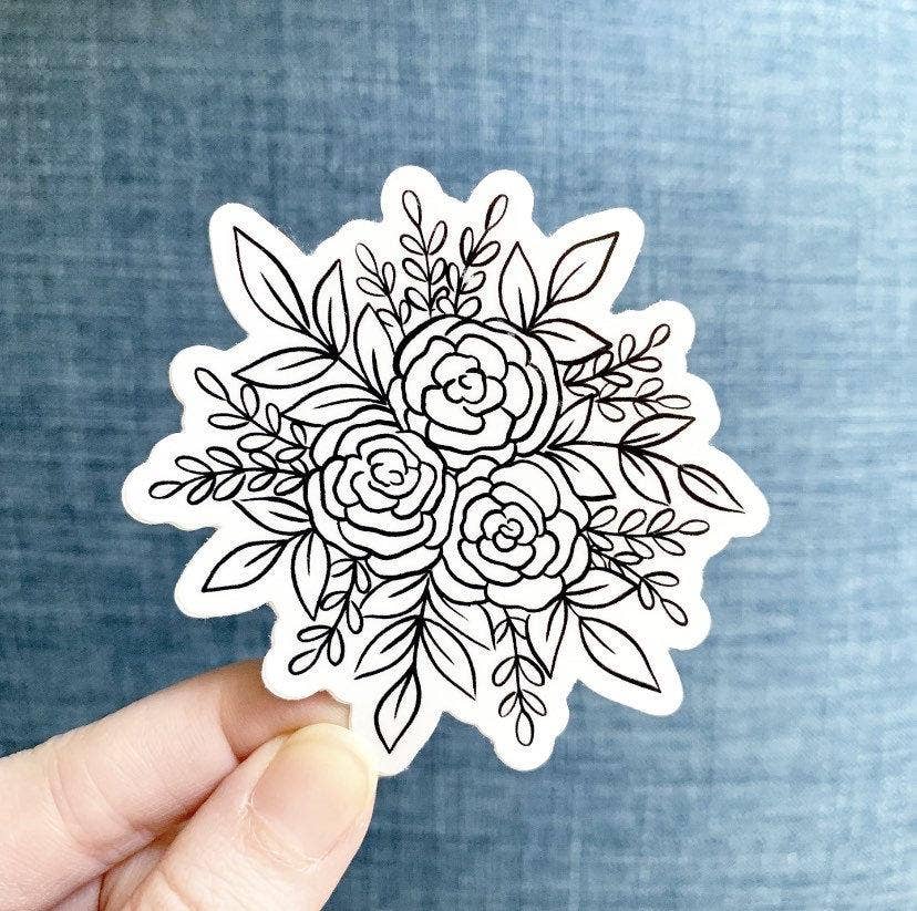 Line Drawn Rose Bouquet Sticker