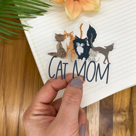 Cat Mom, Clear, Vinyl Sticker