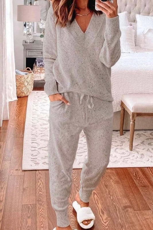 Grey Long Sleeve Pajama Set