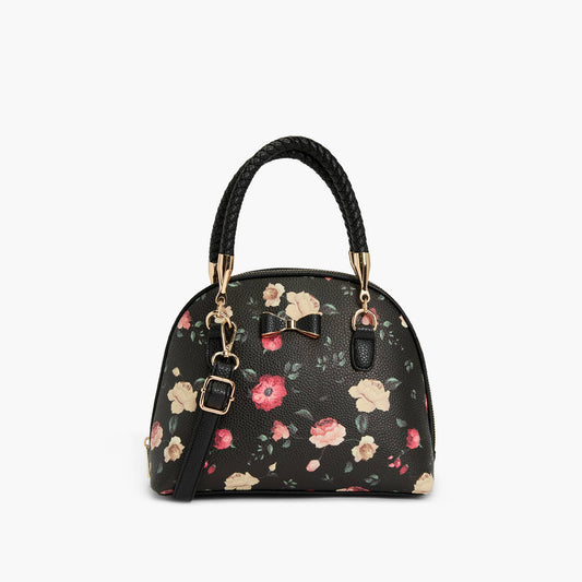 Fiona Floral Bowling Braided Top Handle Satchel