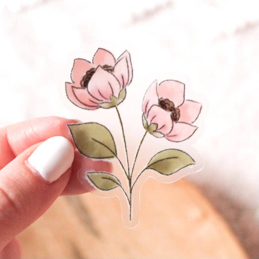 Clear Pink Lotus Sticker